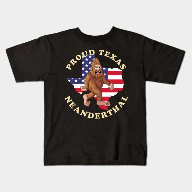 Proud Texas American Neanderthal Kids T-Shirt by OrangeMonkeyArt